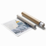 Extra large rolled print of a floral St. Petersburg scenery in muted watercolor tones, ideal for classy bathroom wall art.