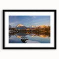 Extra large abstract art print featuring a colorful European scenery, textured appearance on a black framed mat.