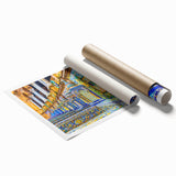Extra large rolled print of a vibrant Andalucian landscape with vivid floral elements.