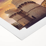 Art deco poster of Valencia scenery in pastel shades on rolled canvas, suitable for dining room wall art.