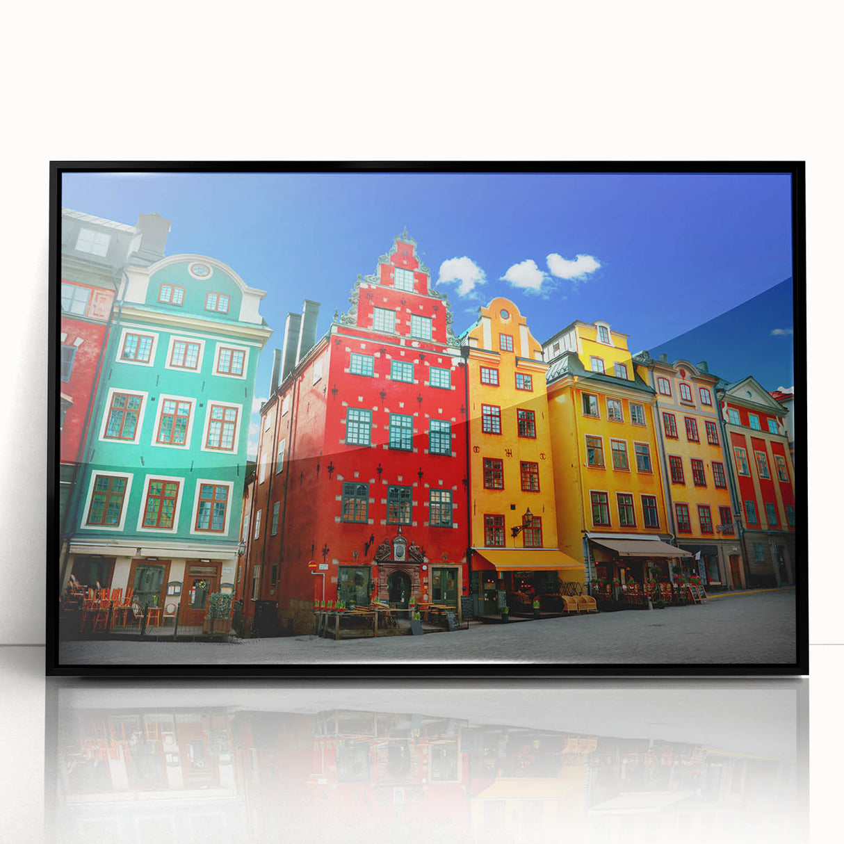 Large abstract wall art depicting Stockholm scenery in black and white, framed acrylic, ideal for modern art wall decor.