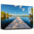 Large abstract wall art of a European scenery on acrylic glass, with muted earth tones, ideal for dining room decor.