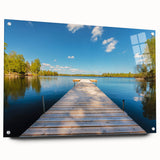 Large abstract wall art of a European scenery on acrylic glass, with muted earth tones, ideal for dining room decor.