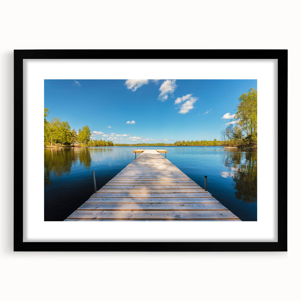 Extra large abstract art print of a vibrant, textured European scenery on a black framed canvas, ideal for living room decor.