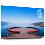 Acrylic print of a large abstract depiction of Geneva, featuring muted blue and gray tones.