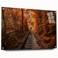 Large abstract wall art of a European Ukrainian scenery in vibrant colors on acrylic glass.