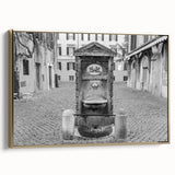Framed canvas wall art depicting a vintage-style landscape of the Vatican in muted gold and black tones.