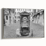 Framed canvas depicting a vintage-style landscape of the Vatican, with a color palette of black and vibrant hues.