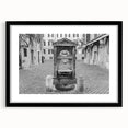 Extra large abstract art print of colorful, textured depiction of the Vatican, framed in black, ideal for living room decor.