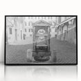 Large abstract wall art featuring a stylized European cityscape in muted tones on framed acrylic, suitable for modern decor.