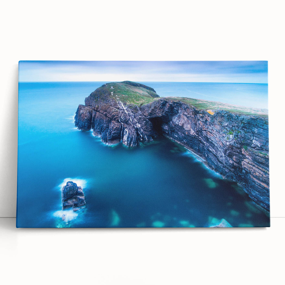 Black and white photograph of a Welsh landscape on large stretched canvas, ideal for kitchen wall art or bedroom decor.