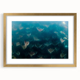Extra large wall art depicting an abstract textured scenery of Baja California in muted earth tones, framed in gold.