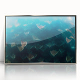 Mid-century modernist art depicting Baja California scenery in muted earth tones, framed acrylic.
