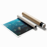 Extra large wall art featuring line art flowers in muted earth tones on a rolled canvas.