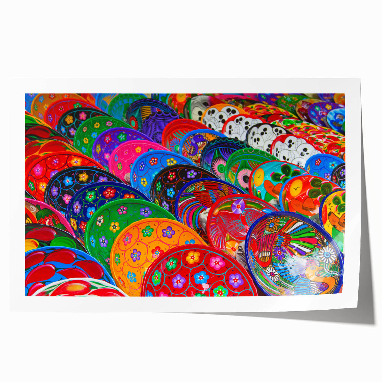 Extra large rolled print of Cancun scenery with vibrant floral elements, suitable for dining room wall art.