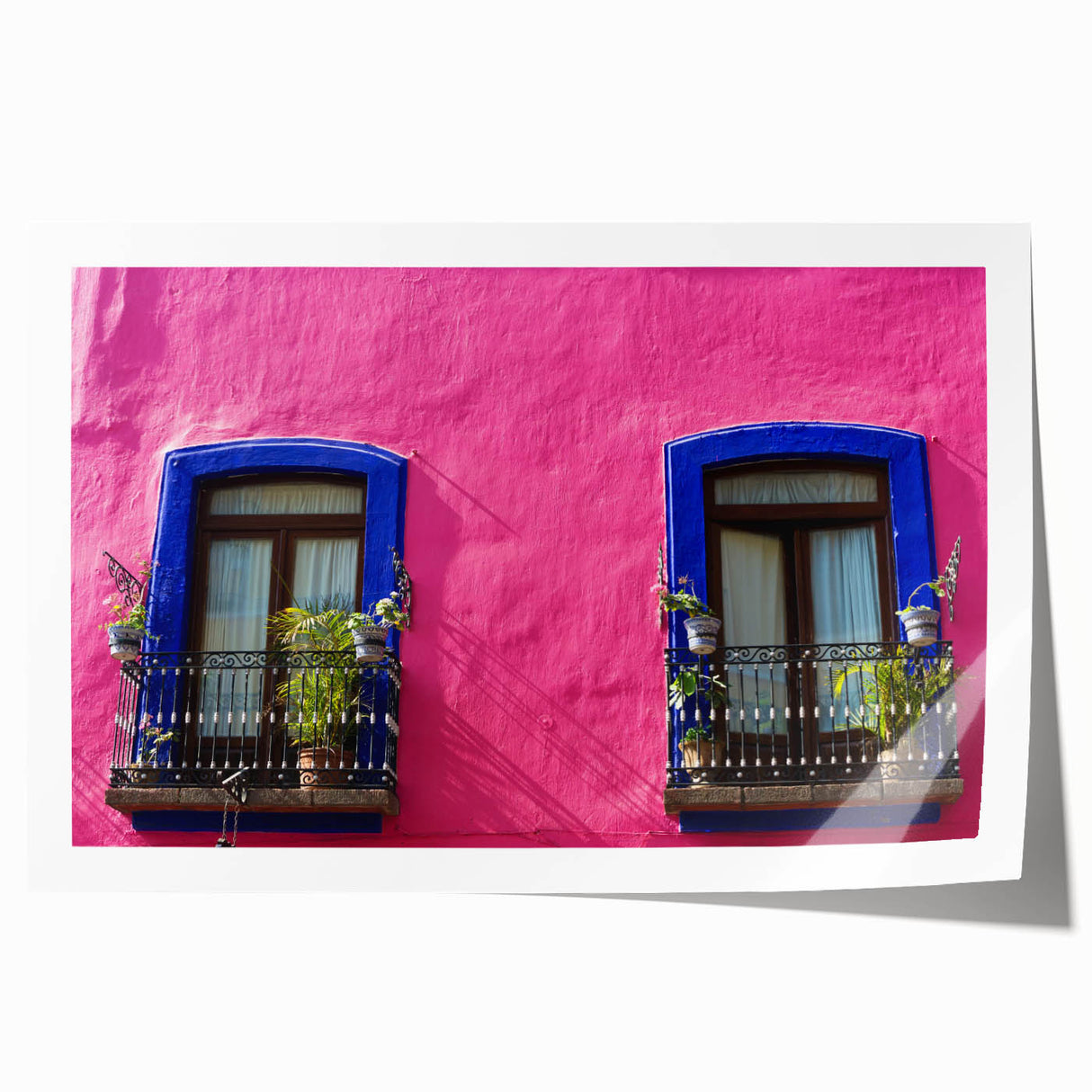 Extra large rolled print of Oaxaca scenery with vibrant floral designs, ideal for art wall dining room or classy bathroom.