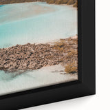 Extra large framed canvas of a textured, colorful Mexican Quintana Roo landscape, ideal for living room decor.
