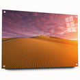 Acrylic print of Dubai skyline in muted earth tones, ideal for modern dining room decor.