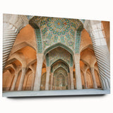 Acrylic print of a large abstract representation of an Iranian landscape in earth tones.