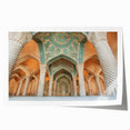 Extra large rolled print of a Middle Eastern scenery with vibrant floral elements, ideal for dining room wall art.