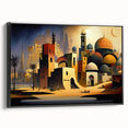 Black and white wall art depicting an Iraqi landscape on framed canvas, ideal for bedroom decor.