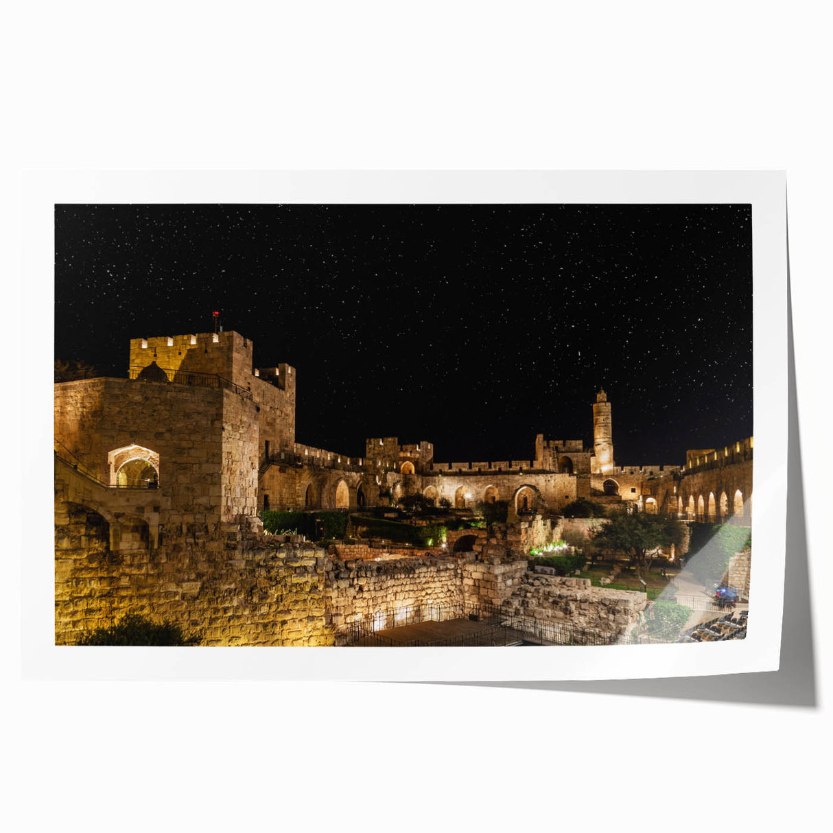 Extra large rolled print of Jerusalem scenery in muted earth tones, ideal for art wall dining room.