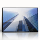 Large abstract wall art of Abu Dhabi skyline in muted gray and black tones on framed acrylic.