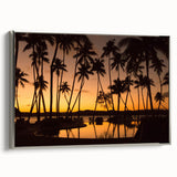 Framed canvas landscape painting of a Fiji scenery in vibrant colors, ideal for enhancing a living room's decor.