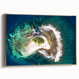 Framed canvas featuring a black and white vintage landscape of Tahiti, ideal for bedroom wall art.