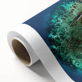 Art Deco poster of Tahiti scenery in pastel shades on rolled canvas, ideal for nursery wall art.