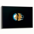 Black and white landscape art of Micronesia on a framed canvas, ideal for bedroom wall decor.