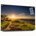 Acrylic print of Auckland skyline with muted blue and gray tones, suitable for bedroom or dining room decor.