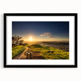 Extra large abstract art print of Auckland skyline in colorful, textured hues on a black framed canvas.