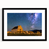 Extra large abstract art print of colorful, textured scenery in Canterbury, New Zealand on a black framed canvas.