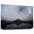 Acrylic print of Taranaki, New Zealand, featuring soft blue and green hues, ideal for bedroom or dining room decor.