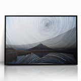 Large abstract wall art depicting New Zealand's Taranaki scenery in muted blue and green tones on a framed acrylic.