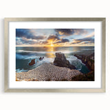 Textured abstract art print depicting New Zealand's West Coast in muted gray tones, ideal for bedroom wall art.