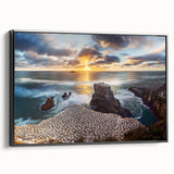Black and white framed canvas of a New Zealand West Coast landscape, ideal for bedroom wall decor.