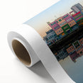 Art Deco poster of Buenos Aires skyline in pastel shades on rolled canvas, ideal for nursery wall art.