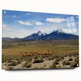 Acrylic print of a large abstract depiction of a Chilean landscape, featuring earthy tones, ideal for dining room decor.
