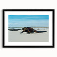 Extra large textured abstract art print of colorful South American scenery on a black framed canvas.