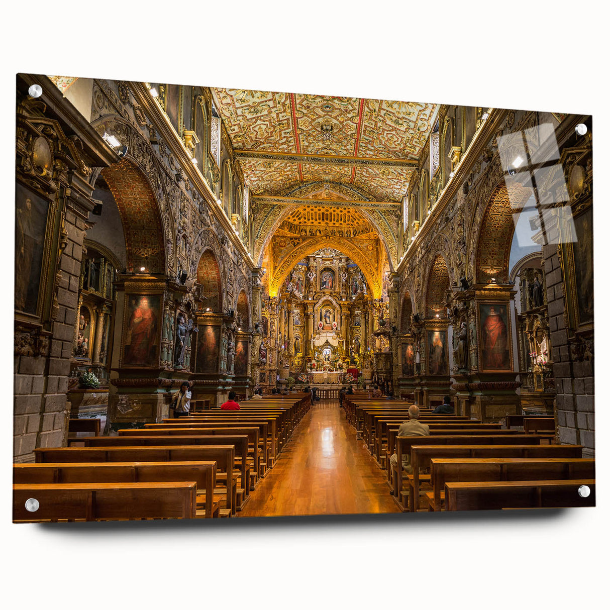 Large abstract wall art of South American scenery in vibrant colors on acrylic glass, ideal for bedroom or dining room decor.