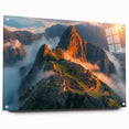 Acrylic print of Machu Picchu in soft earth tones, ideal for enhancing bedroom or dining room decor.