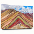 Acrylic print of a Peruvian landscape, featuring earthy tones and abstract style, suitable for bedroom or dining room decor.