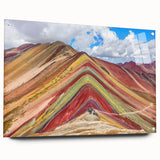 Acrylic print of a Peruvian landscape, featuring earthy tones and abstract style, suitable for bedroom or dining room decor.