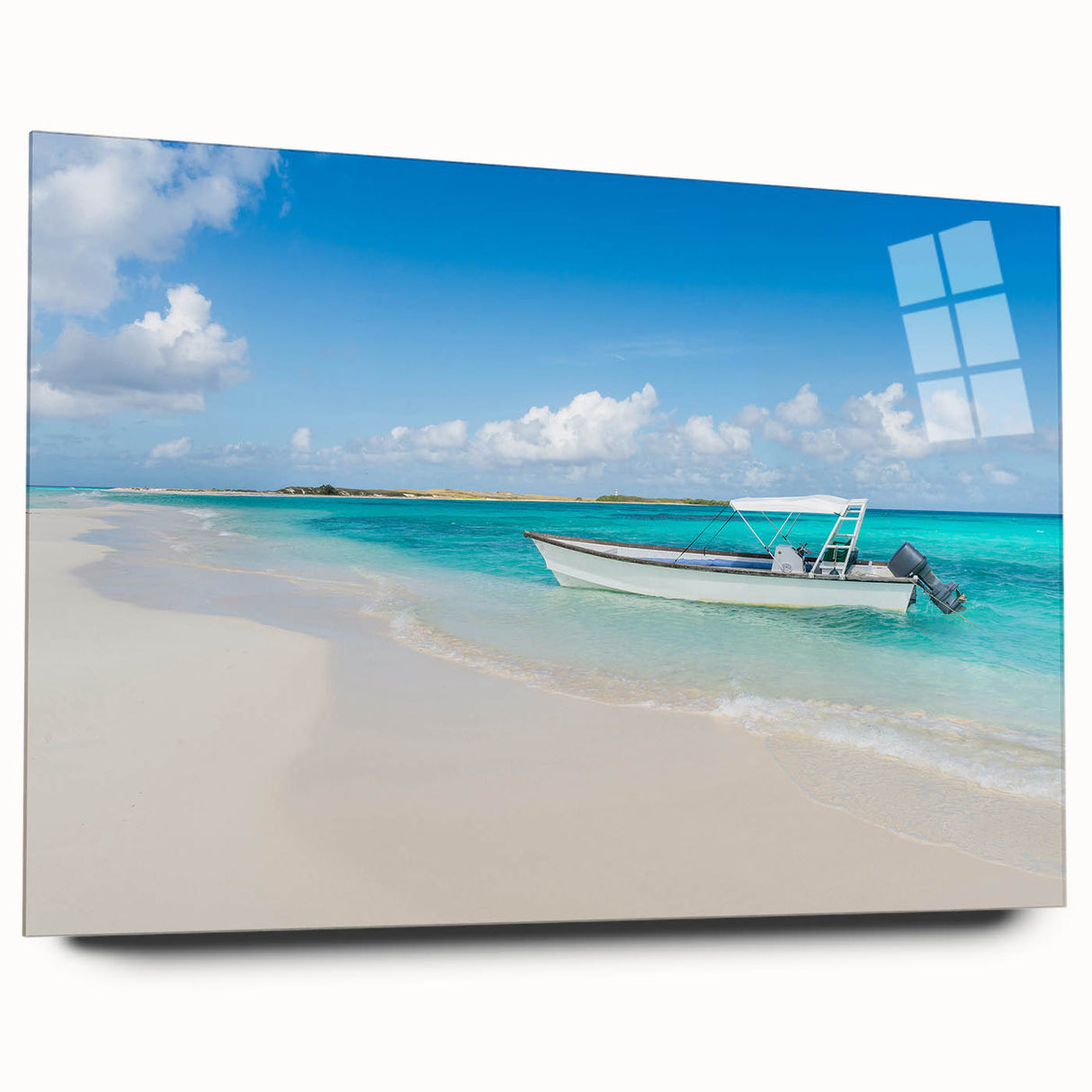 Acrylic print of a large abstract depiction of South American scenery in earthy tones.