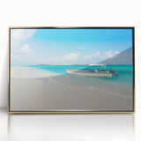 Framed acrylic print of a Venezuelan landscape in mid-century modernist style, ideal for modern art wall decor.