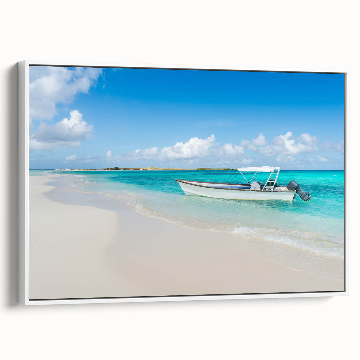 Vintage poster art of a colorful Venezuelan landscape on a large framed canvas, ideal for living room decor.