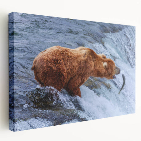 Alaskan landscape on large stretched canvas, featuring cool blues and greens, ideal for kitchen wall art.
