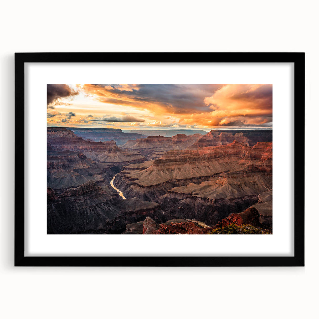 Extra large framed wall art of an abstract depiction of the Grand Canyon in vibrant, colorful tones.